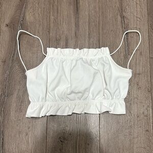 Adika White Cropped Open Back Top